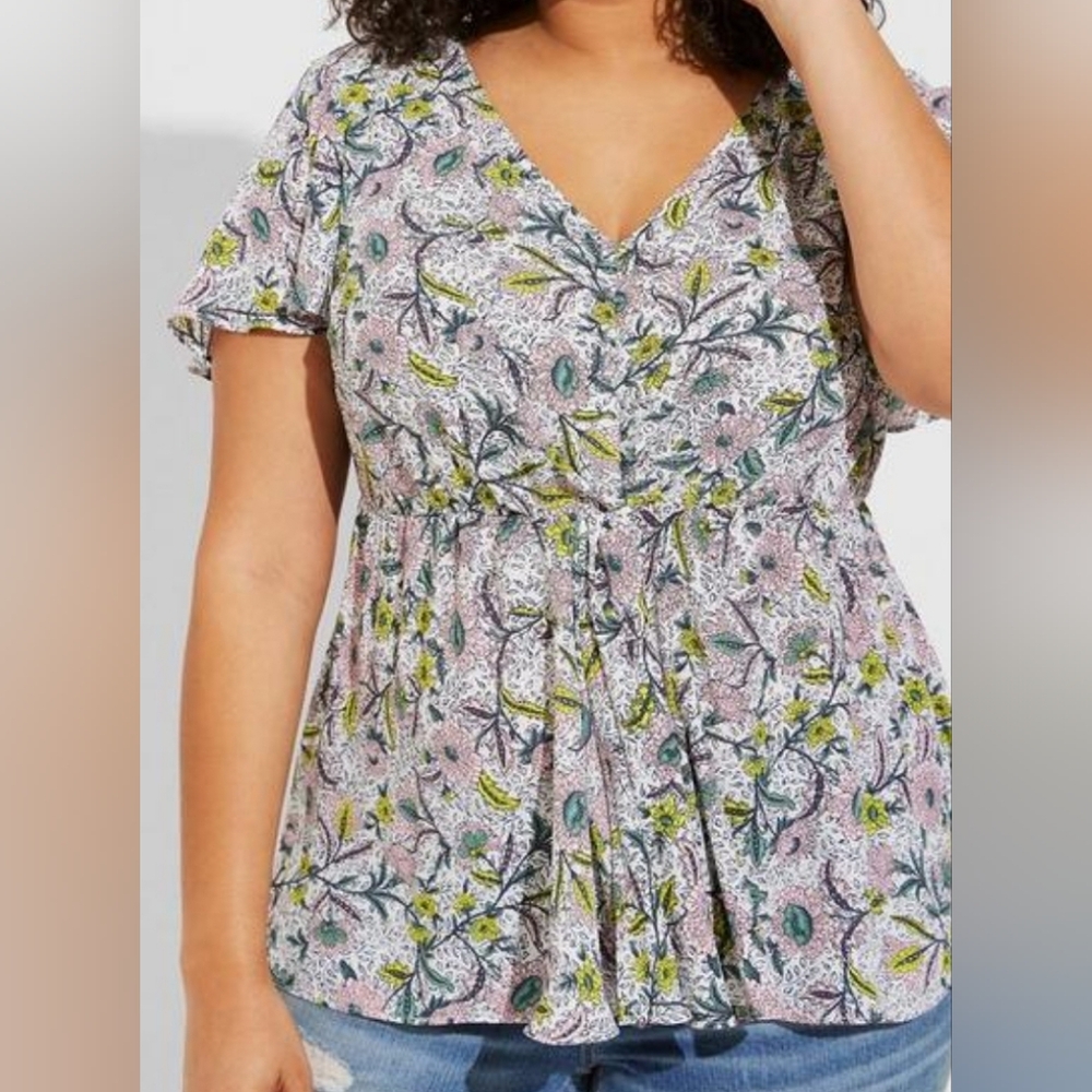 Georgette Twist Surplice Flutter Sleeve Blouse Torrid sz 2